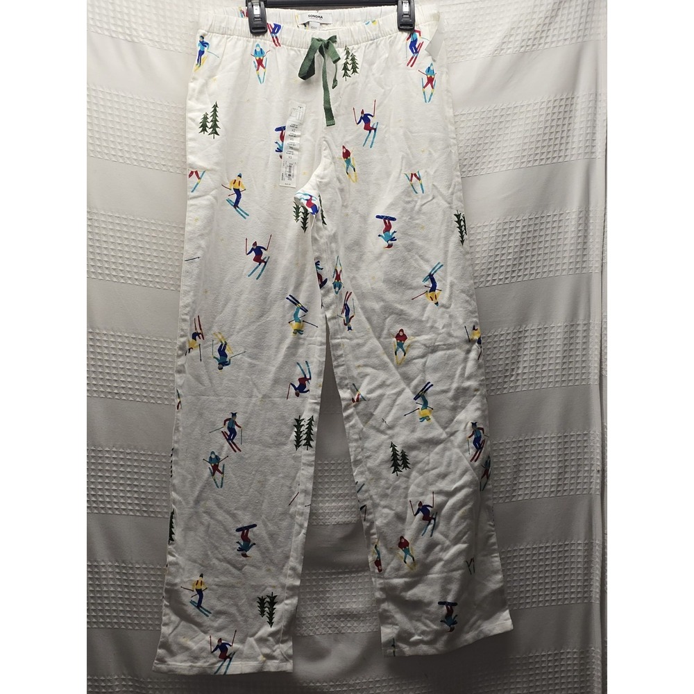 Sonoma Ski Womens Pajama Pants White Drawstring XS ZS14P001RP